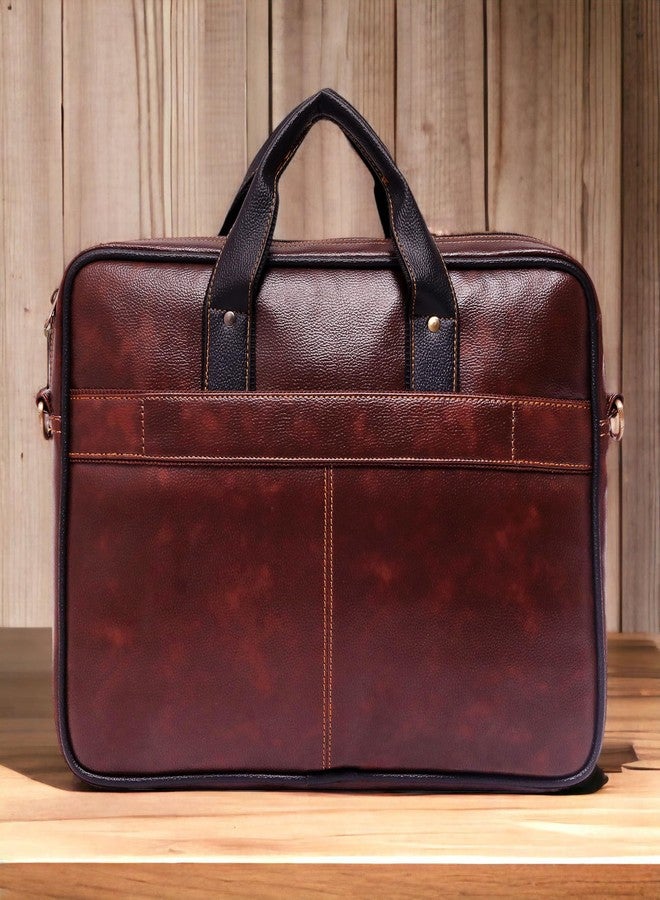 Bagneeds® Men's Brown PU Leather Laptop Messenger Bag Satchel for Men and Women - Elegant & Durable (Brown) - Image 4